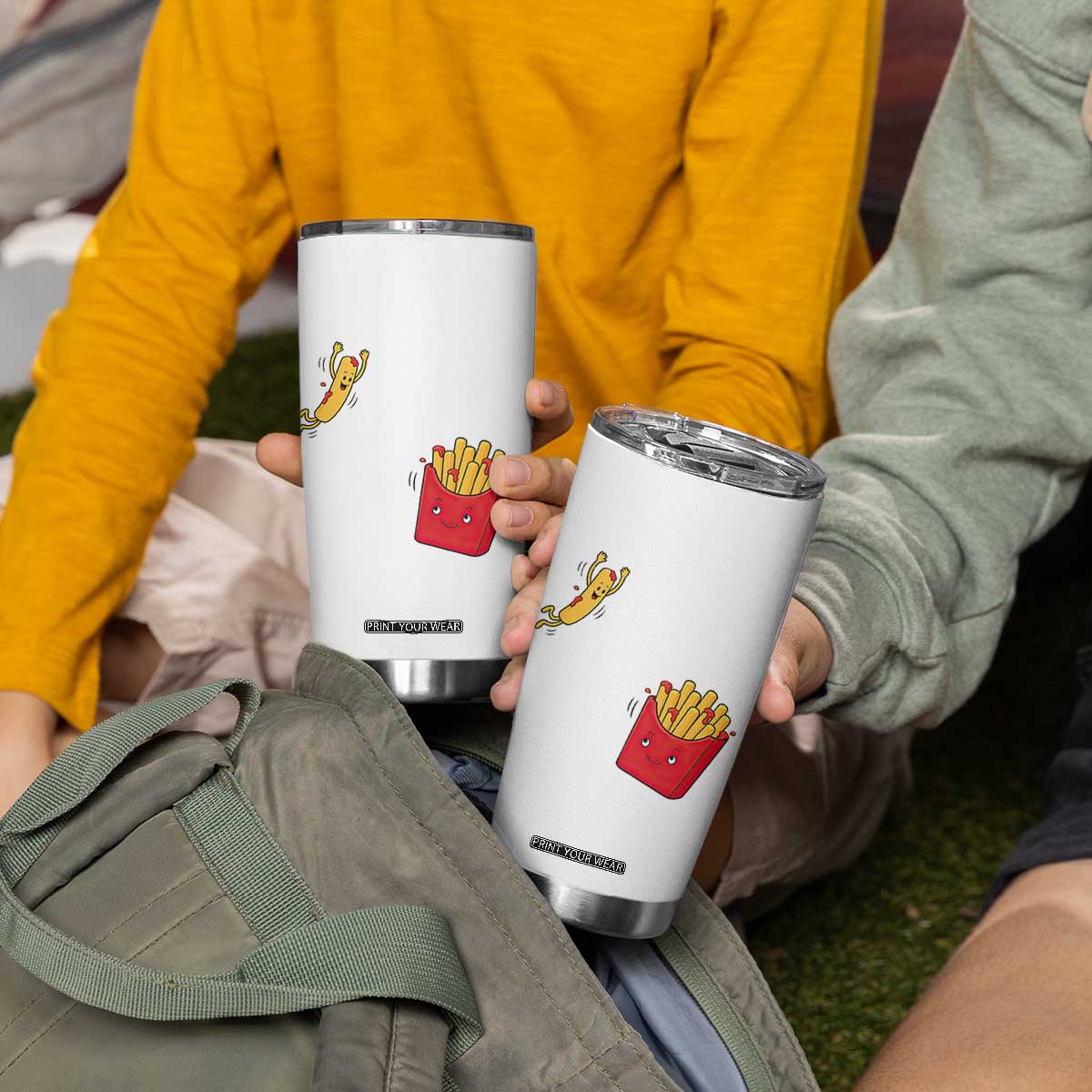 Funny French Fry Jumping Into Fries Box Tumbler Cup Fast Food Lover