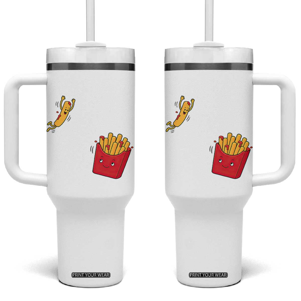Funny French Fry Jumping Into Fries Box Tumbler With Handle Fast Food Lover