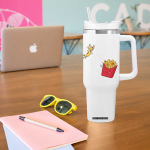 Funny French Fry Jumping Into Fries Box Tumbler With Handle Fast Food Lover