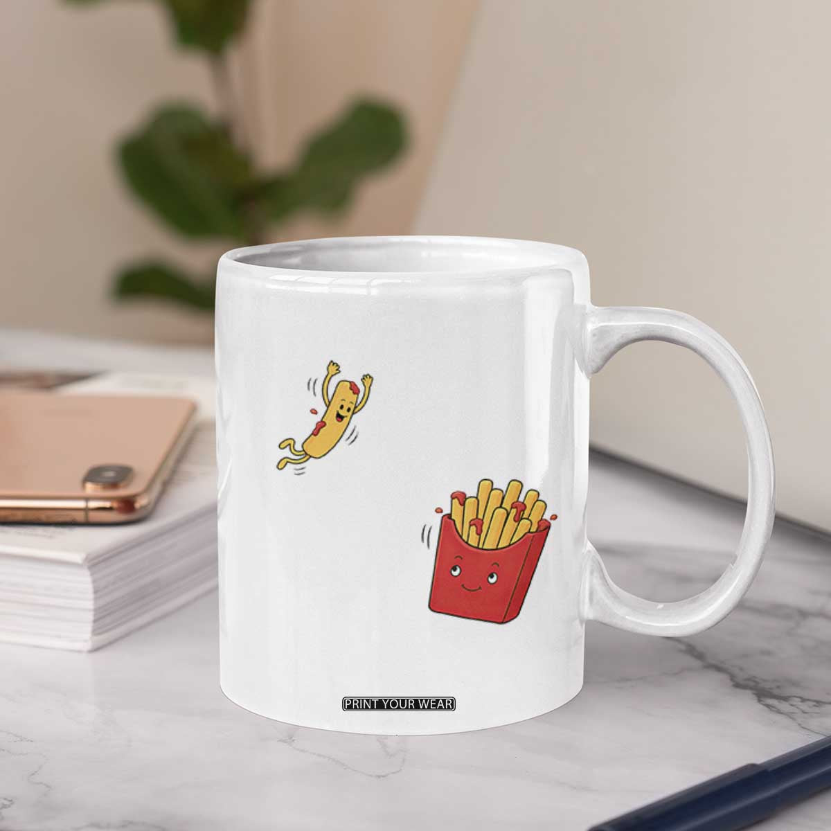 Funny French Fry Jumping Into Fries Box Coffee Mug Fast Food Lover