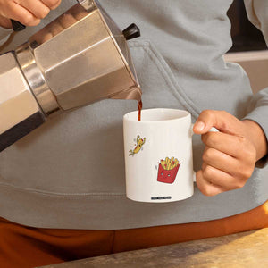 Funny French Fry Jumping Into Fries Box Coffee Mug Fast Food Lover