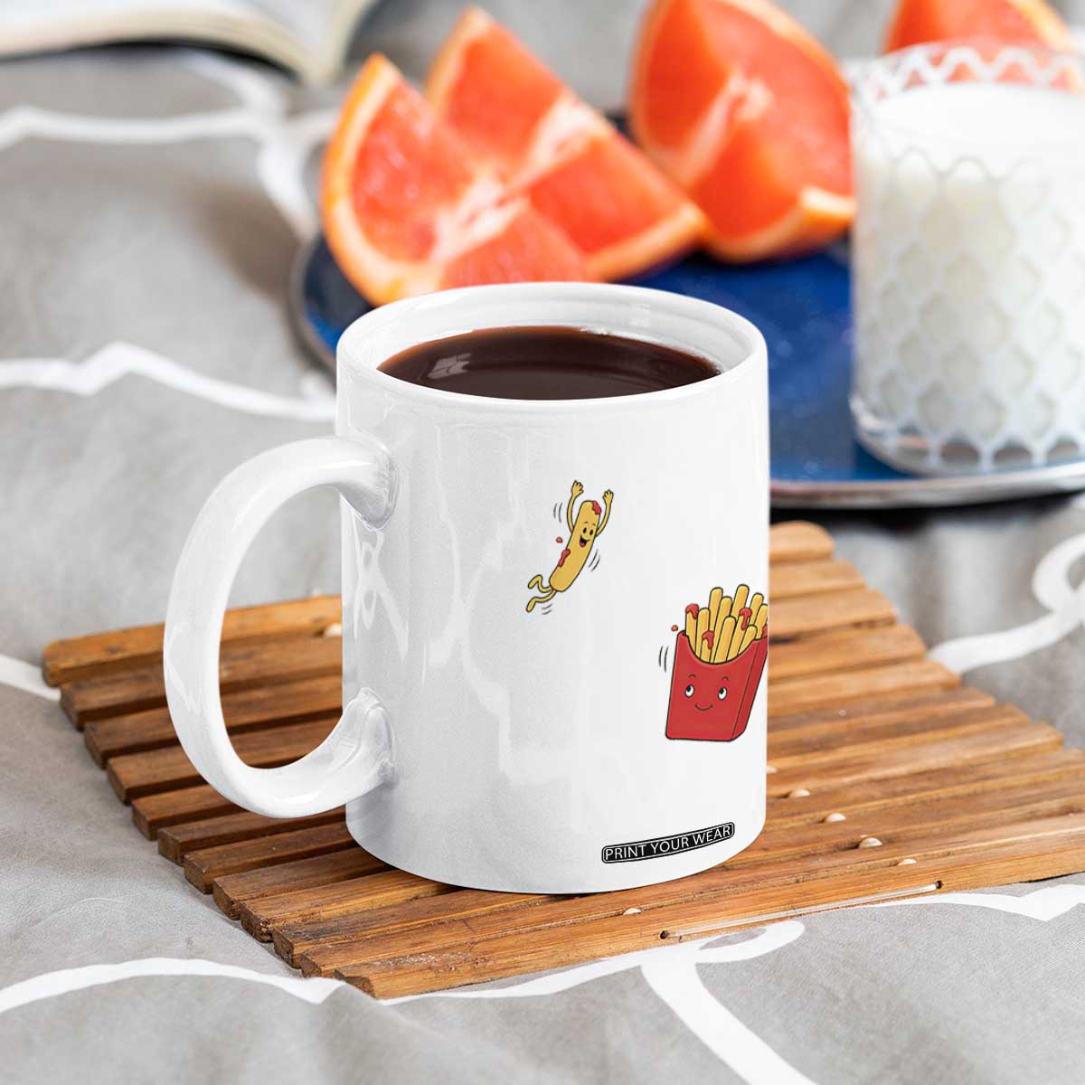 Funny French Fry Jumping Into Fries Box Coffee Mug Fast Food Lover