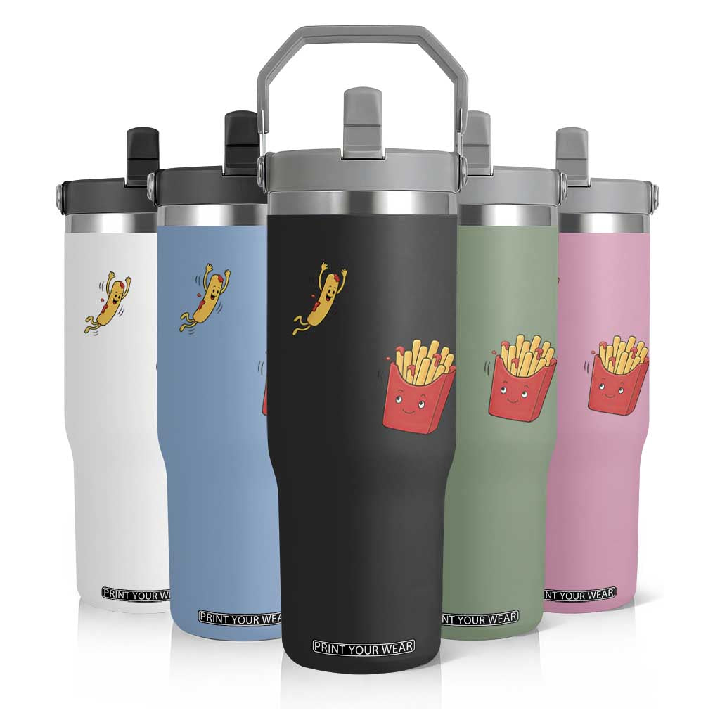 Funny French Fry Jumping Into Fries Box Flip Straw Tumbler Fast Food Lover