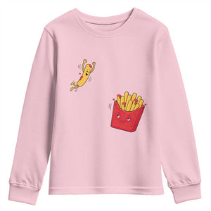 Funny French Fry Jumping Into Fries Box Youth Sweatshirt Fast Food Lover