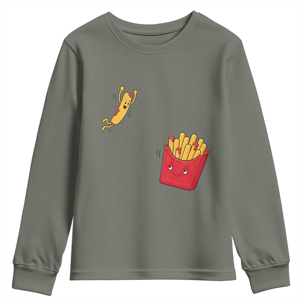 Funny French Fry Jumping Into Fries Box Youth Sweatshirt Fast Food Lover