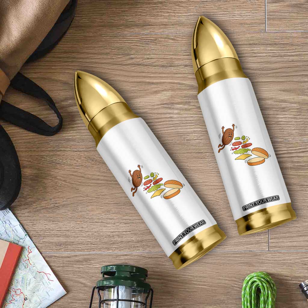 Funny Burger Ingredients Flying Into Bun Bullet Tumbler Fast Food Lover Gift