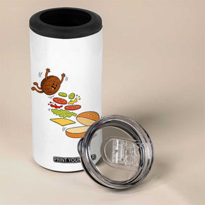 Funny Burger Ingredients Flying Into Bun 4 in 1 Can Cooler Tumbler Fast Food Lover Gift