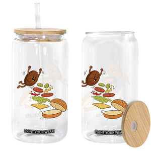 Funny Burger Ingredients Flying Into Bun Glass Can Fast Food Lover Gift
