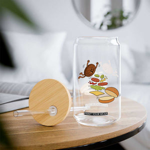 Funny Burger Ingredients Flying Into Bun Glass Can Fast Food Lover Gift