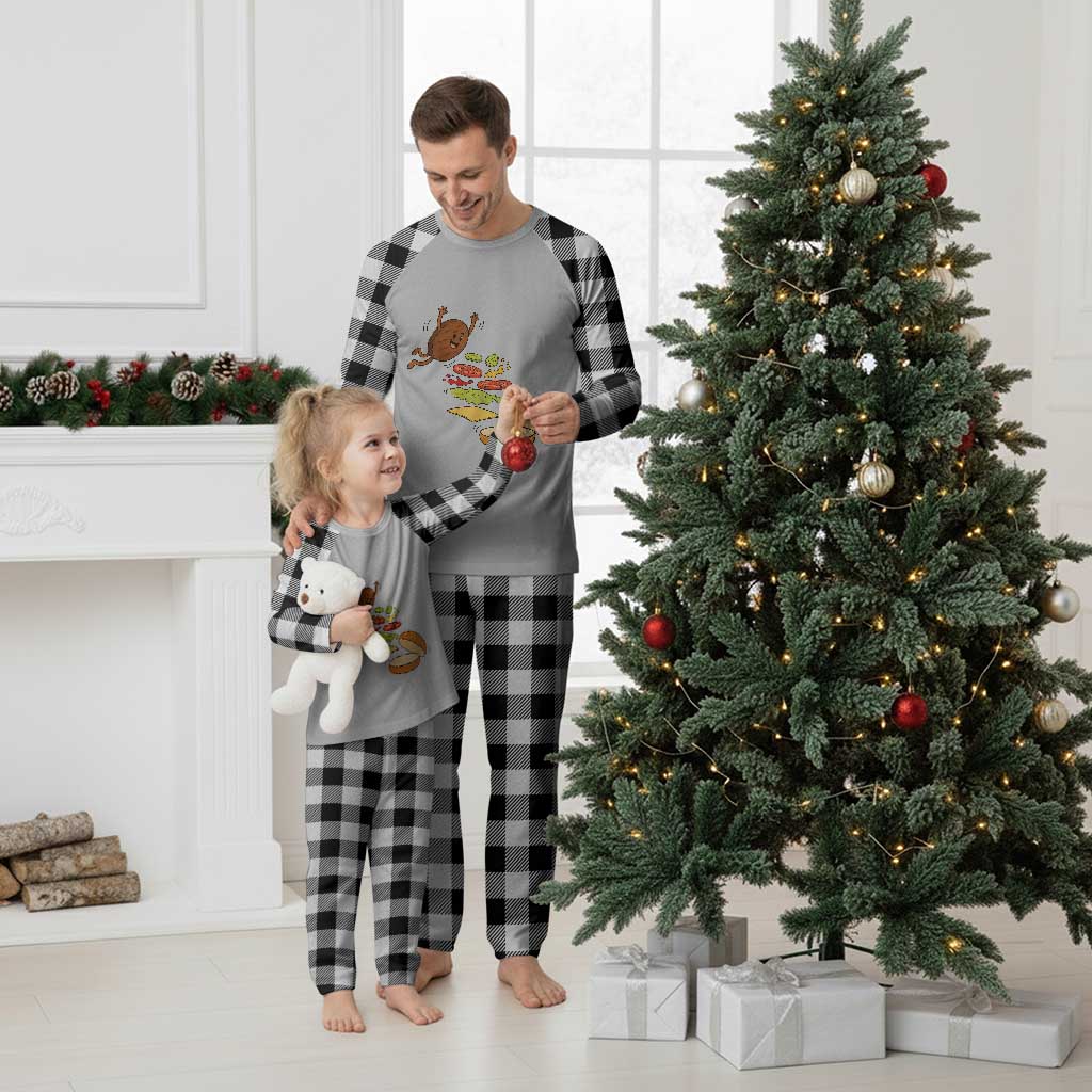 Funny Burger Ingredients Flying Into Bun Plaid Pajama Set Fast Food Lover Gift