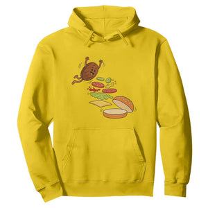 Funny Burger Ingredients Flying Into Bun Hoodie Fast Food Lover Gift
