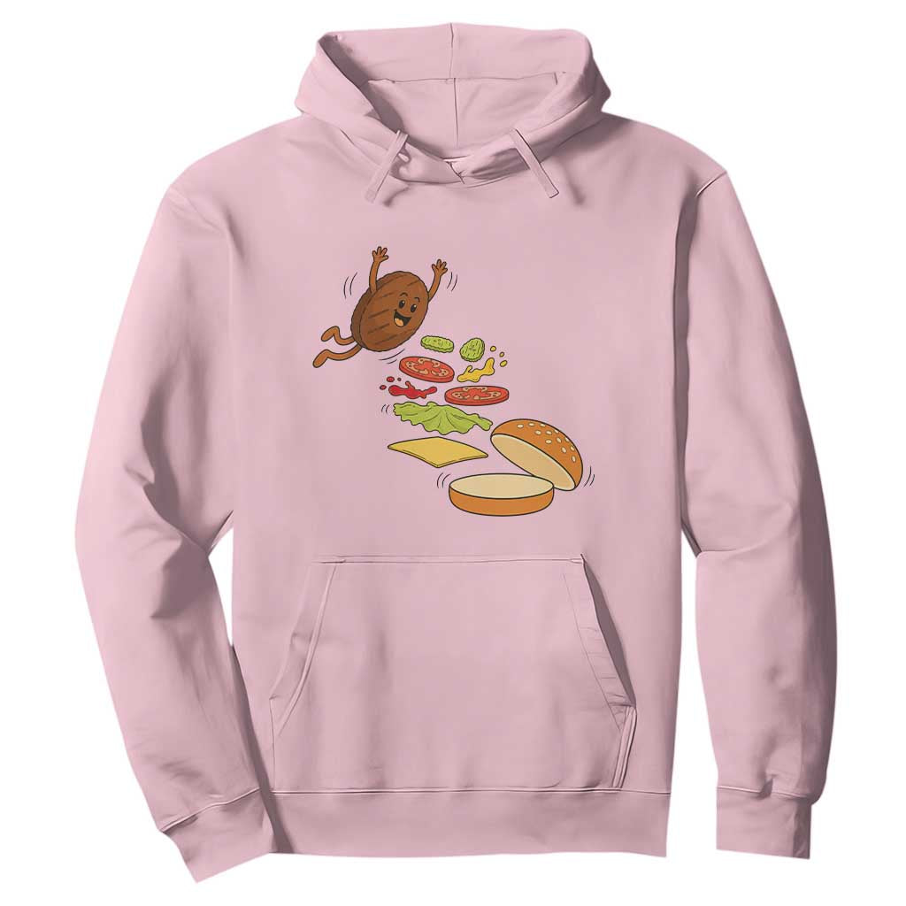 Funny Burger Ingredients Flying Into Bun Hoodie Fast Food Lover Gift