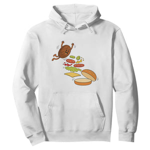 Funny Burger Ingredients Flying Into Bun Hoodie Fast Food Lover Gift