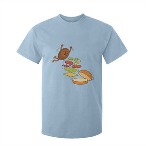Funny Burger Ingredients Flying Into Bun T Shirt For Kid Fast Food Lover Gift