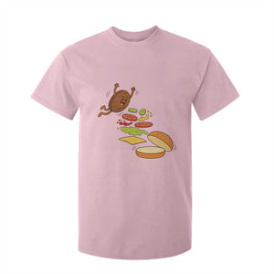 Funny Burger Ingredients Flying Into Bun T Shirt For Kid Fast Food Lover Gift
