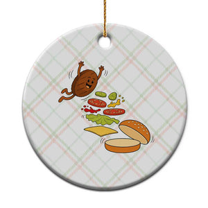 Funny Burger Ingredients Flying Into Bun Ceramic Ornament Fast Food Lover Gift