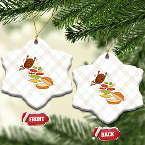 Funny Burger Ingredients Flying Into Bun Ceramic Ornament Fast Food Lover Gift