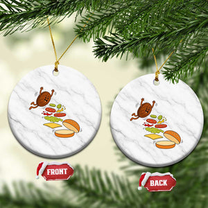 Funny Burger Ingredients Flying Into Bun Ceramic Ornament Fast Food Lover Gift
