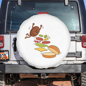 Funny Burger Ingredients Flying Into Bun Spare Tire Cover Fast Food Lover Gift