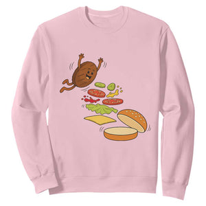 Funny Burger Ingredients Flying Into Bun Sweatshirt Fast Food Lover Gift