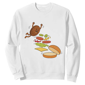 Funny Burger Ingredients Flying Into Bun Sweatshirt Fast Food Lover Gift