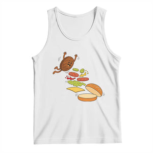 Funny Burger Ingredients Flying Into Bun Tank Top Fast Food Lover Gift