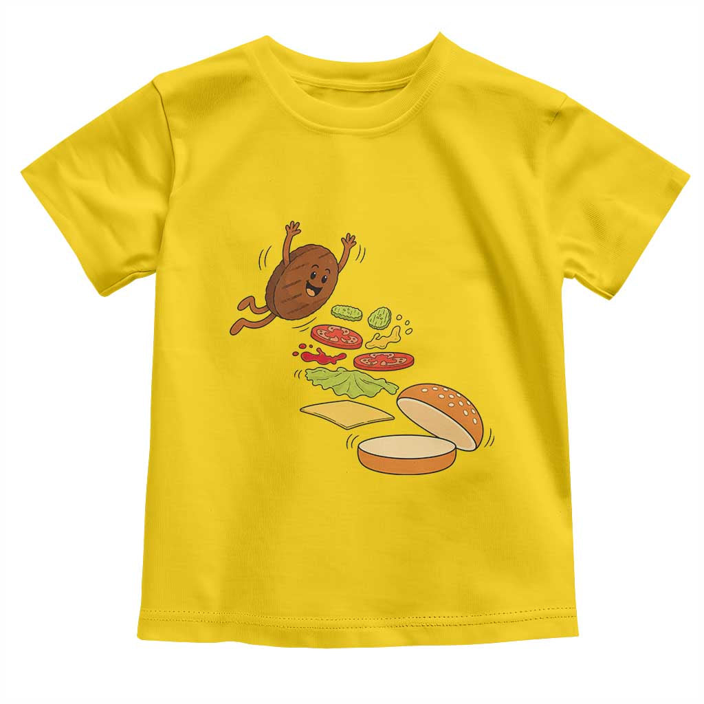 Funny Burger Ingredients Flying Into Bun Toddler T Shirt Fast Food Lover Gift