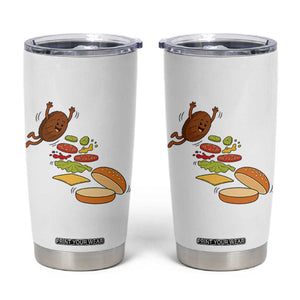 Funny Burger Ingredients Flying Into Bun Tumbler Cup Fast Food Lover Gift