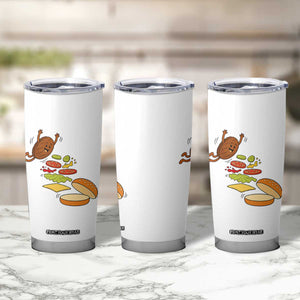 Funny Burger Ingredients Flying Into Bun Tumbler Cup Fast Food Lover Gift