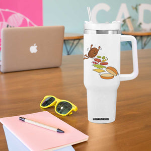 Funny Burger Ingredients Flying Into Bun Tumbler With Handle Fast Food Lover Gift