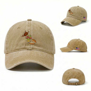 Funny Burger Ingredients Flying Into Bun Washed Cotton Baseball Cap Fast Food Lover Gift