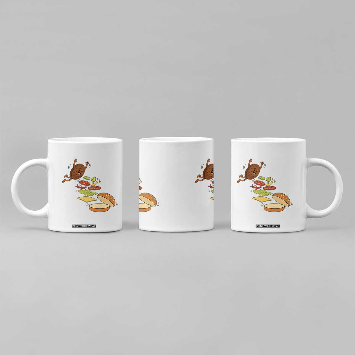 Funny Burger Ingredients Flying Into Bun Coffee Mug Fast Food Lover Gift