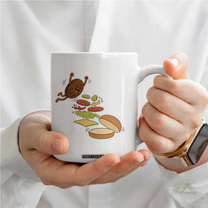 Funny Burger Ingredients Flying Into Bun Coffee Mug Fast Food Lover Gift