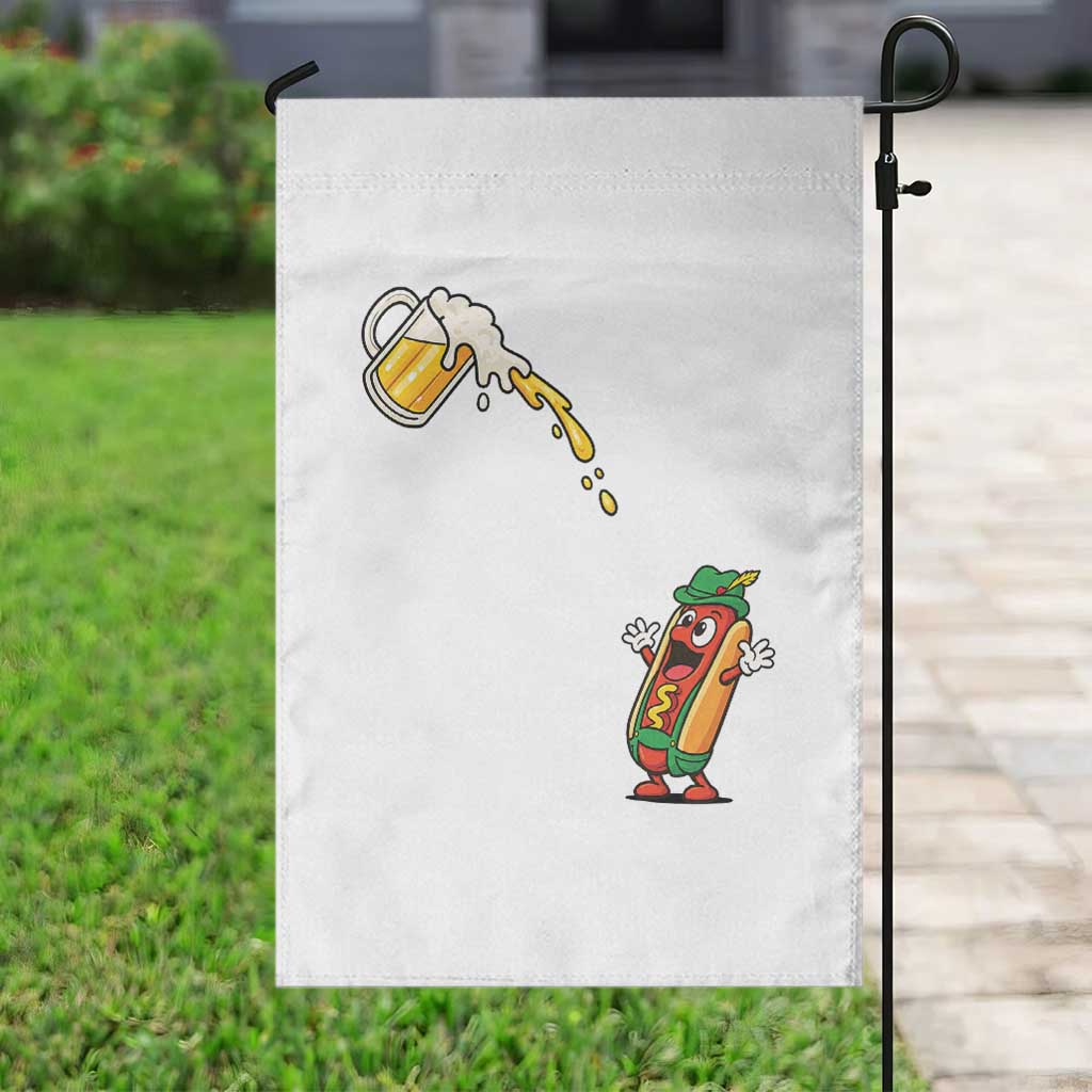 Funny Sausage Waiting For Beer Garden Flag Oktoberfest Gift