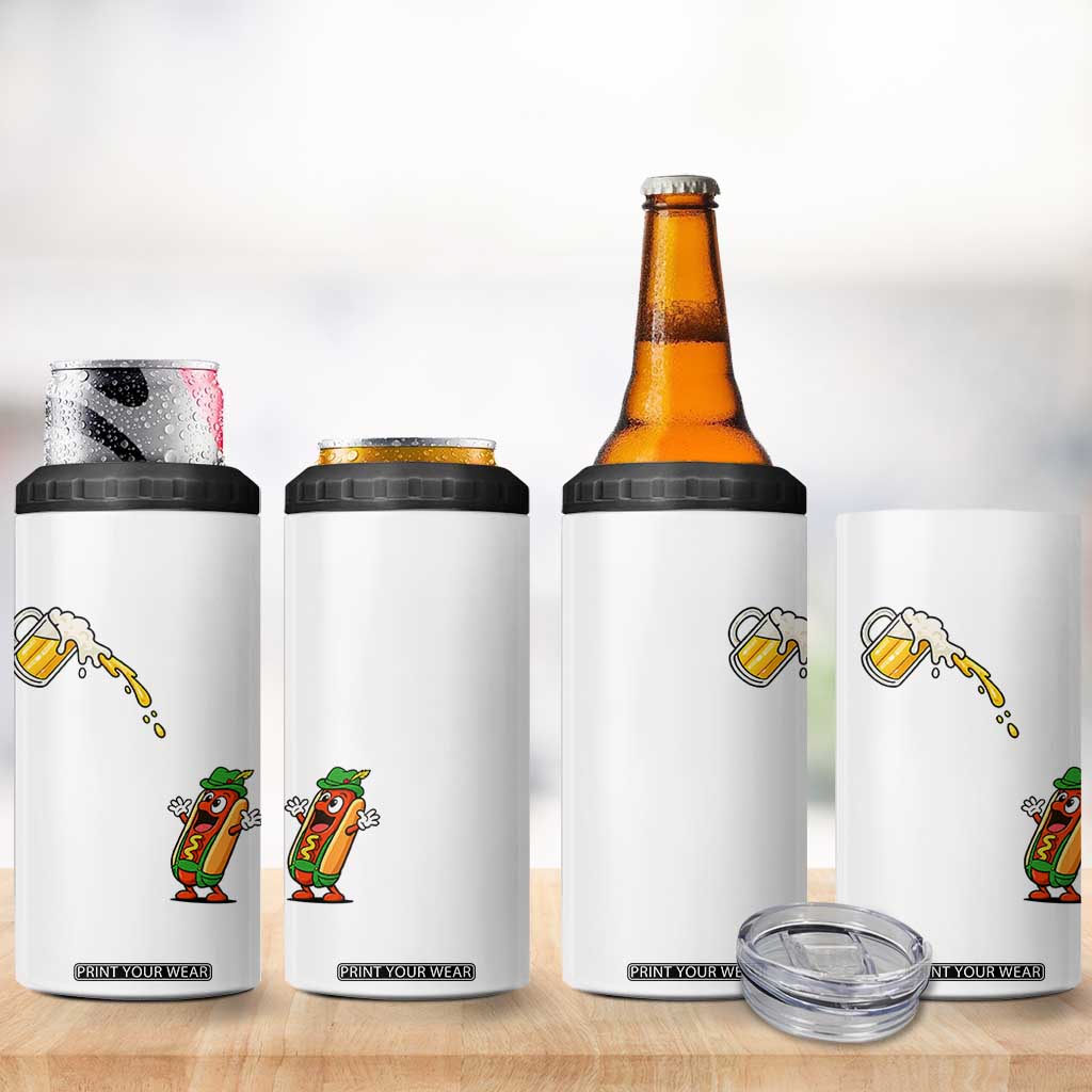 Funny Sausage Waiting For Beer 4 in 1 Can Cooler Tumbler Oktoberfest Gift