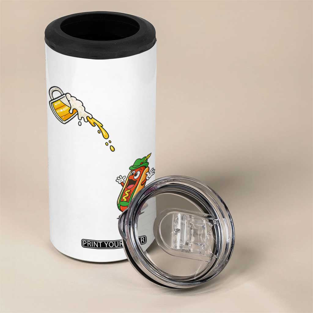Funny Sausage Waiting For Beer 4 in 1 Can Cooler Tumbler Oktoberfest Gift