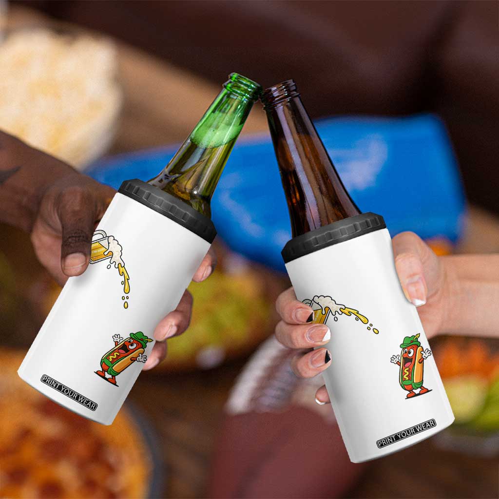 Funny Sausage Waiting For Beer 4 in 1 Can Cooler Tumbler Oktoberfest Gift