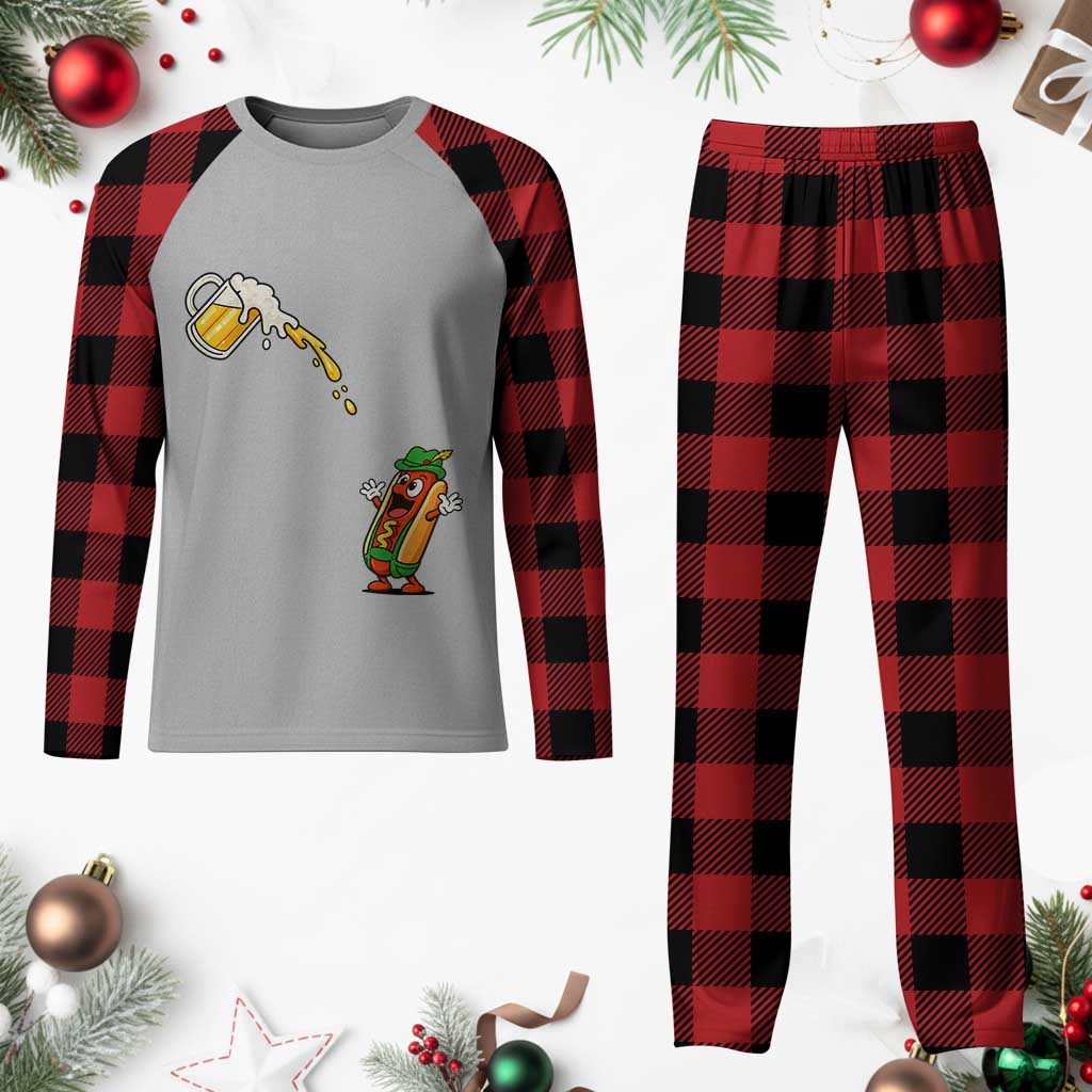 Funny Sausage Waiting For Beer Plaid Pajama Set Oktoberfest Gift TS12 Buffalo Plaid Print Your Wear