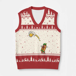 Funny Sausage Waiting For Beer V-Neck Knit Sweater Vest Oktoberfest Gift