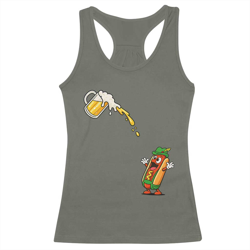 Funny Sausage Waiting For Beer Racerback Tank Top Oktoberfest Gift