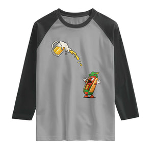 Funny Sausage Waiting For Beer Raglan Shirt Oktoberfest Gift