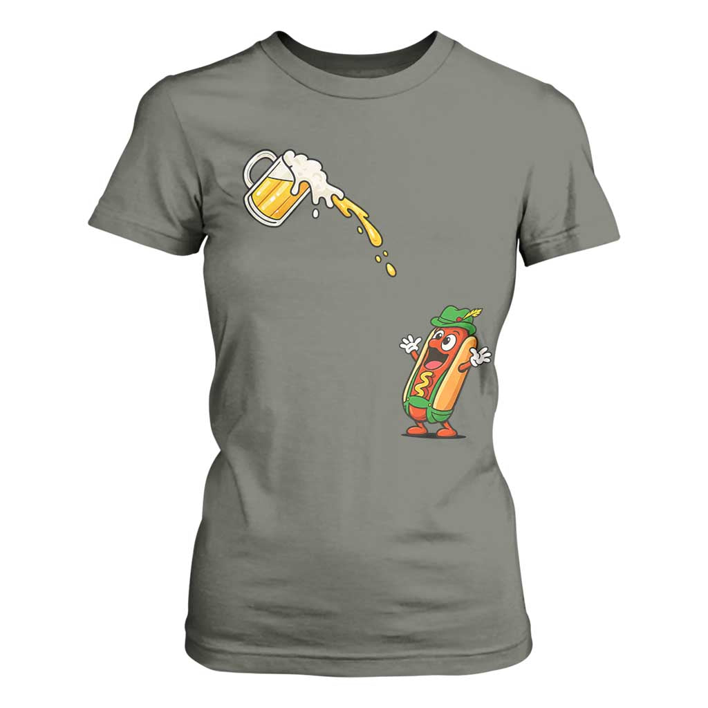 Funny Sausage Waiting For Beer T Shirt For Women Oktoberfest Gift