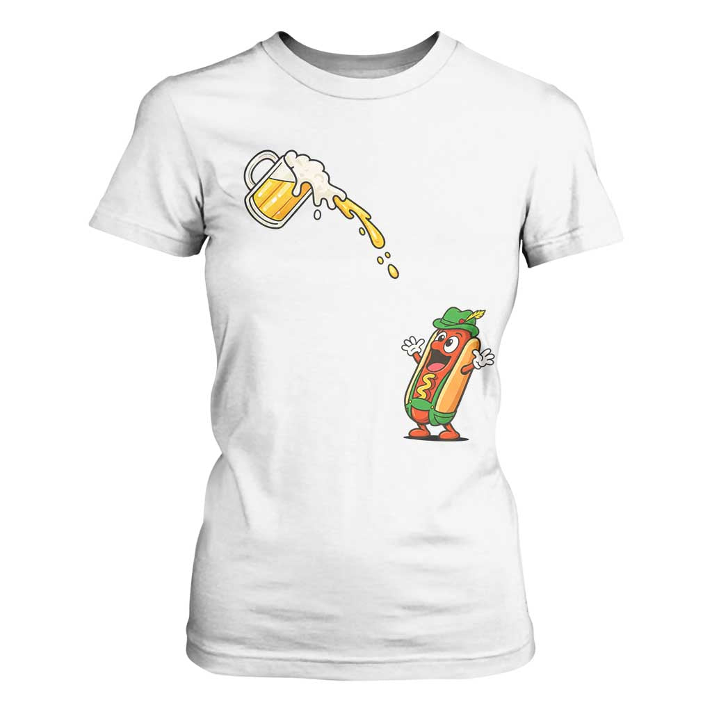 Funny Sausage Waiting For Beer T Shirt For Women Oktoberfest Gift