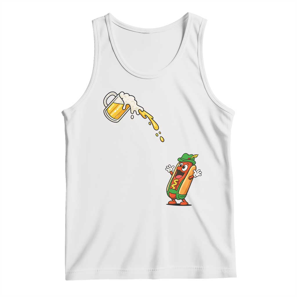 Funny Sausage Waiting For Beer Tank Top Oktoberfest Gift TS12 White Print Your Wear