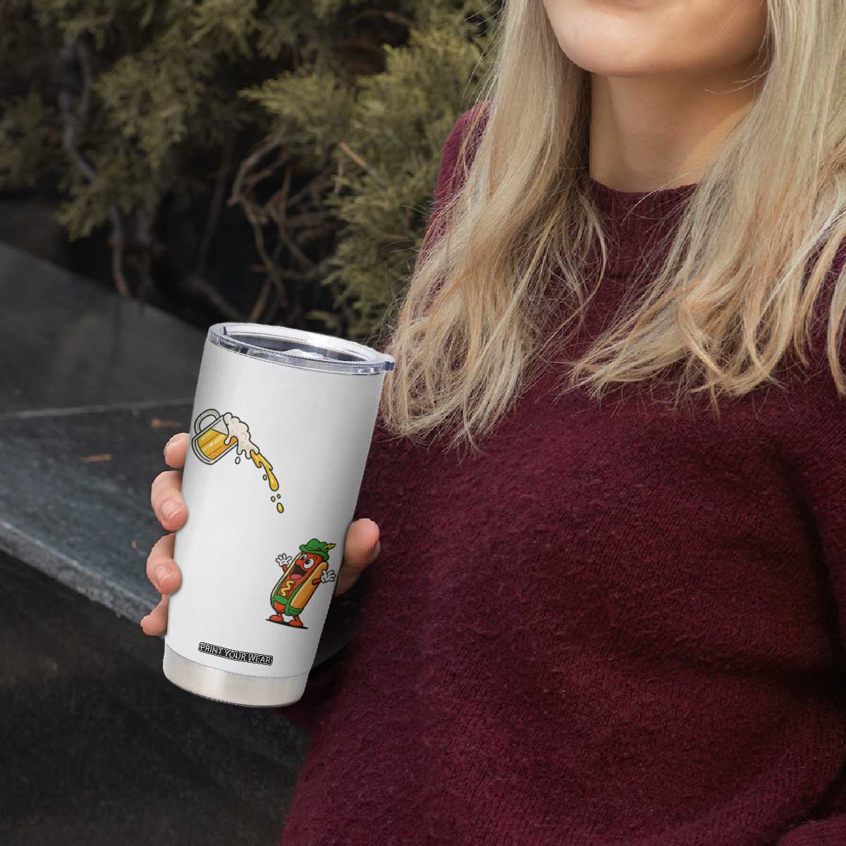 Funny Sausage Waiting For Beer Tumbler Cup Oktoberfest Gift