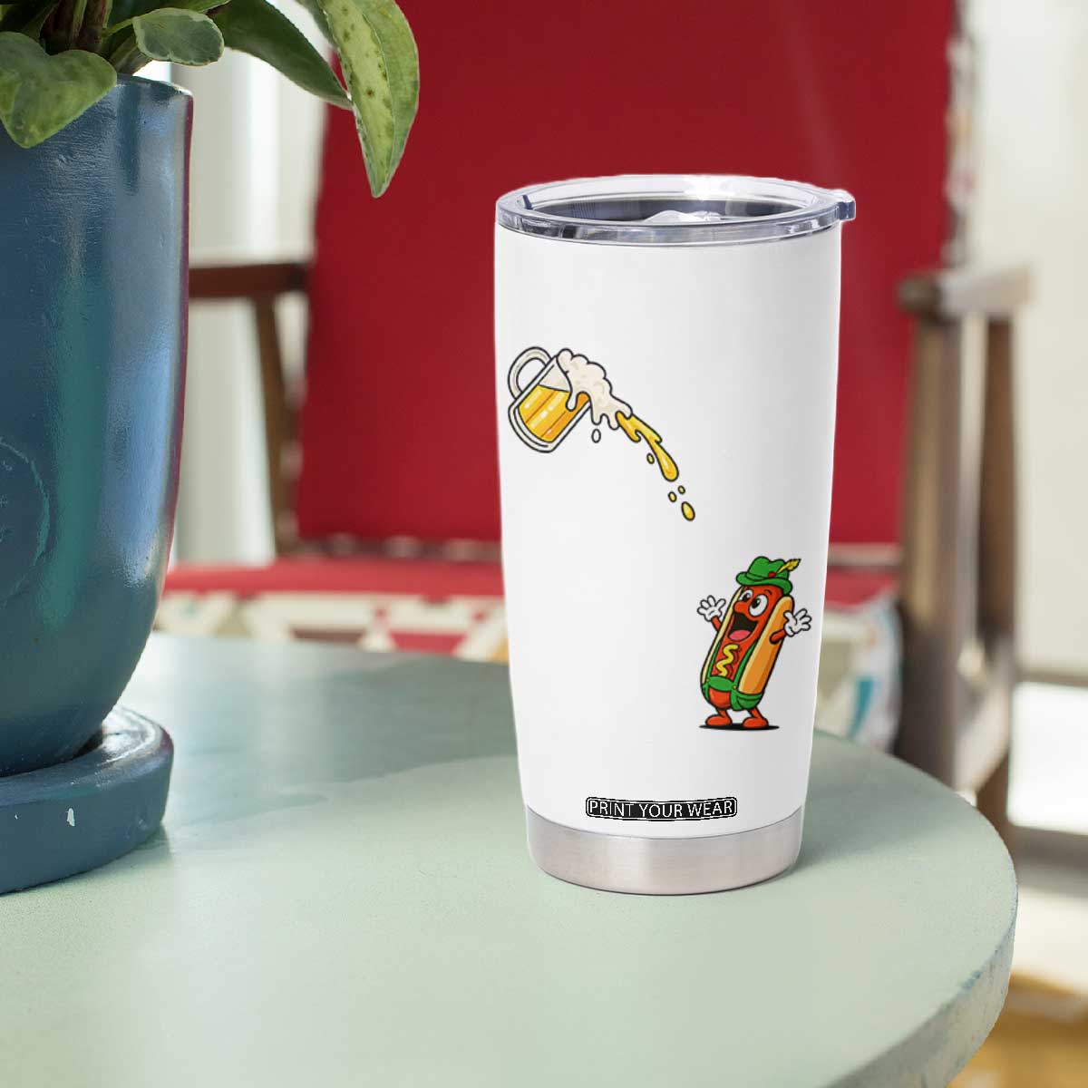 Funny Sausage Waiting For Beer Tumbler Cup Oktoberfest Gift
