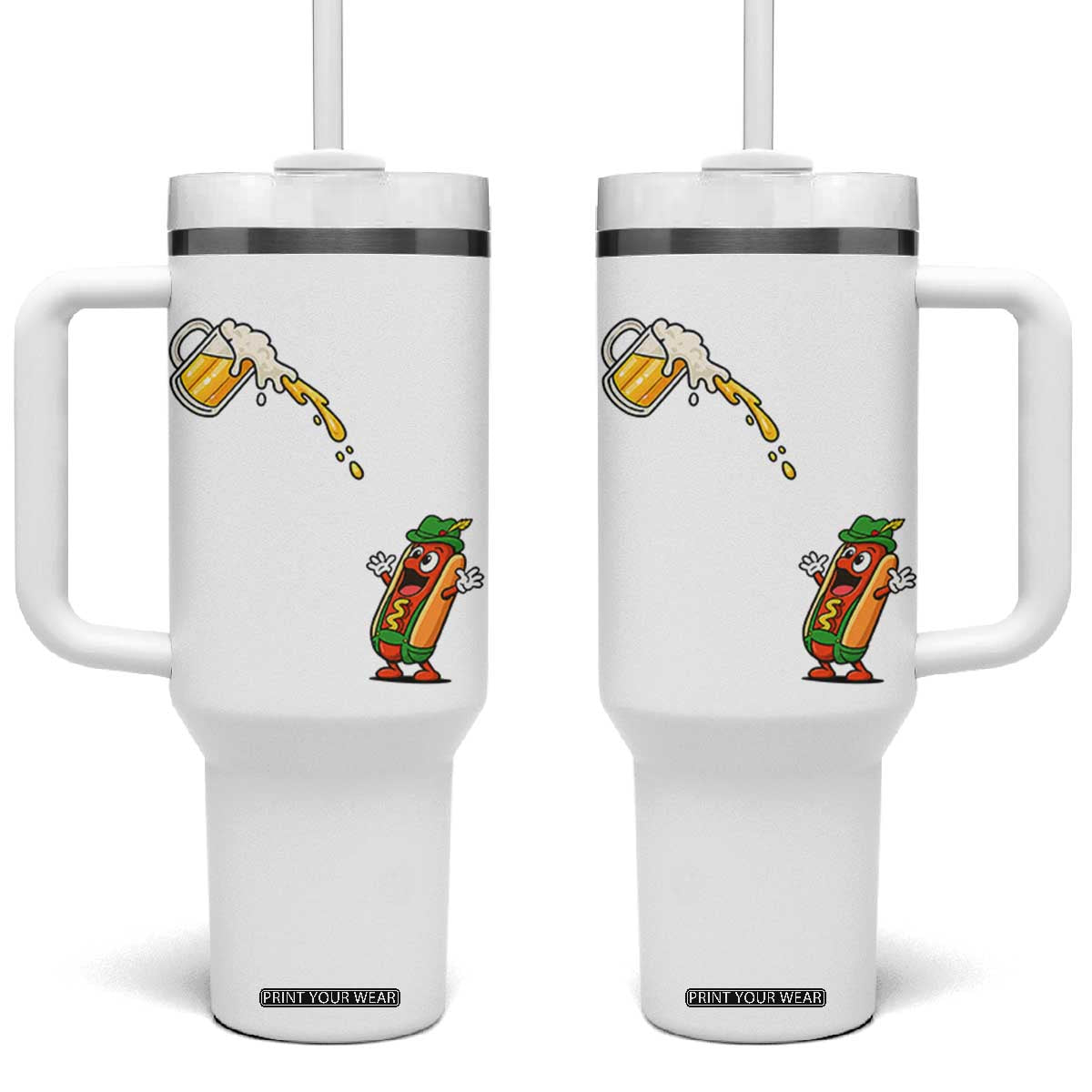 Funny Sausage Waiting For Beer Tumbler With Handle Oktoberfest Gift