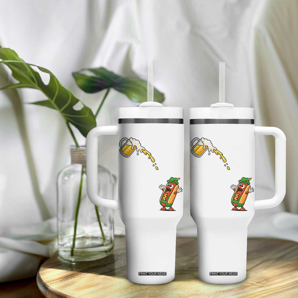 Funny Sausage Waiting For Beer Tumbler With Handle Oktoberfest Gift