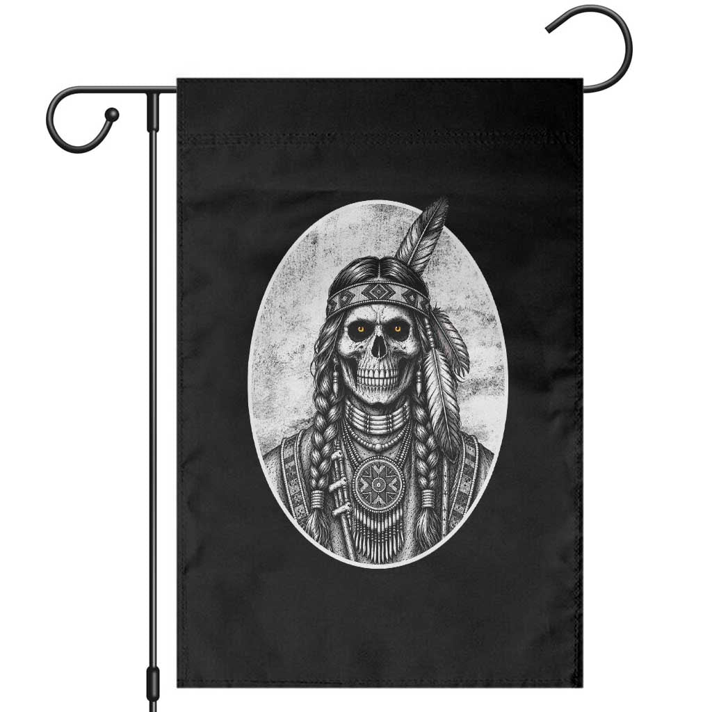 Vintage Gothic Skull Warrior Garden Flag Native American Feather Chief TS12 Black Print Your Wear
