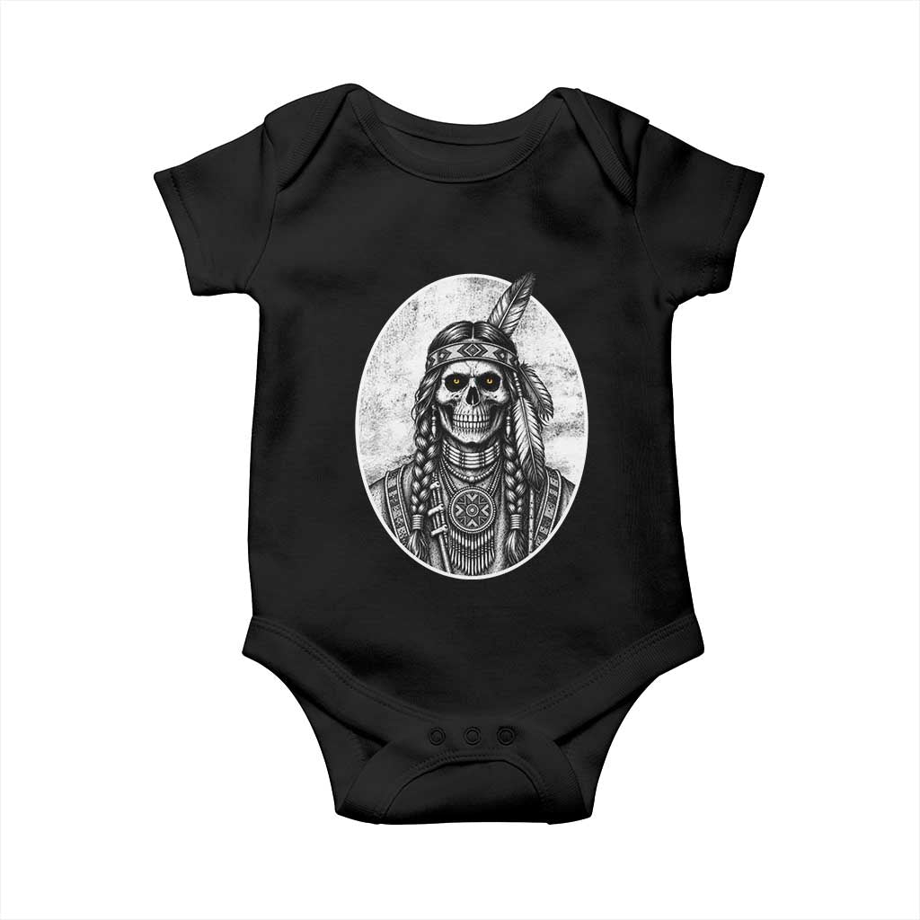 Vintage Gothic Skull Warrior Baby Onesie Native American Feather Chief TS12 Black Print Your Wear